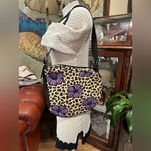 Prezzo Vintage Leopard Floral Sequin Shoulder Bag